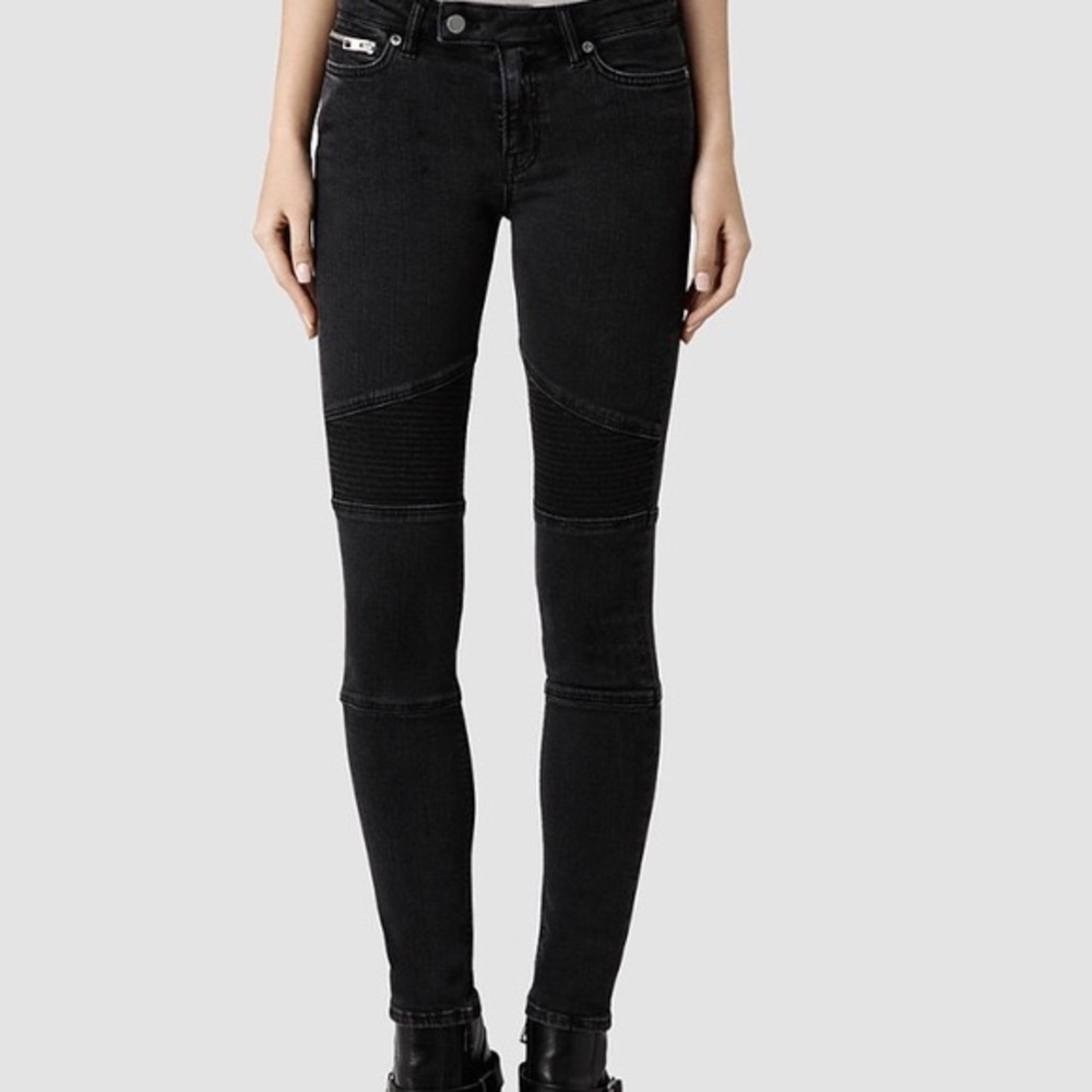All Saints biker fit black skinny jeans